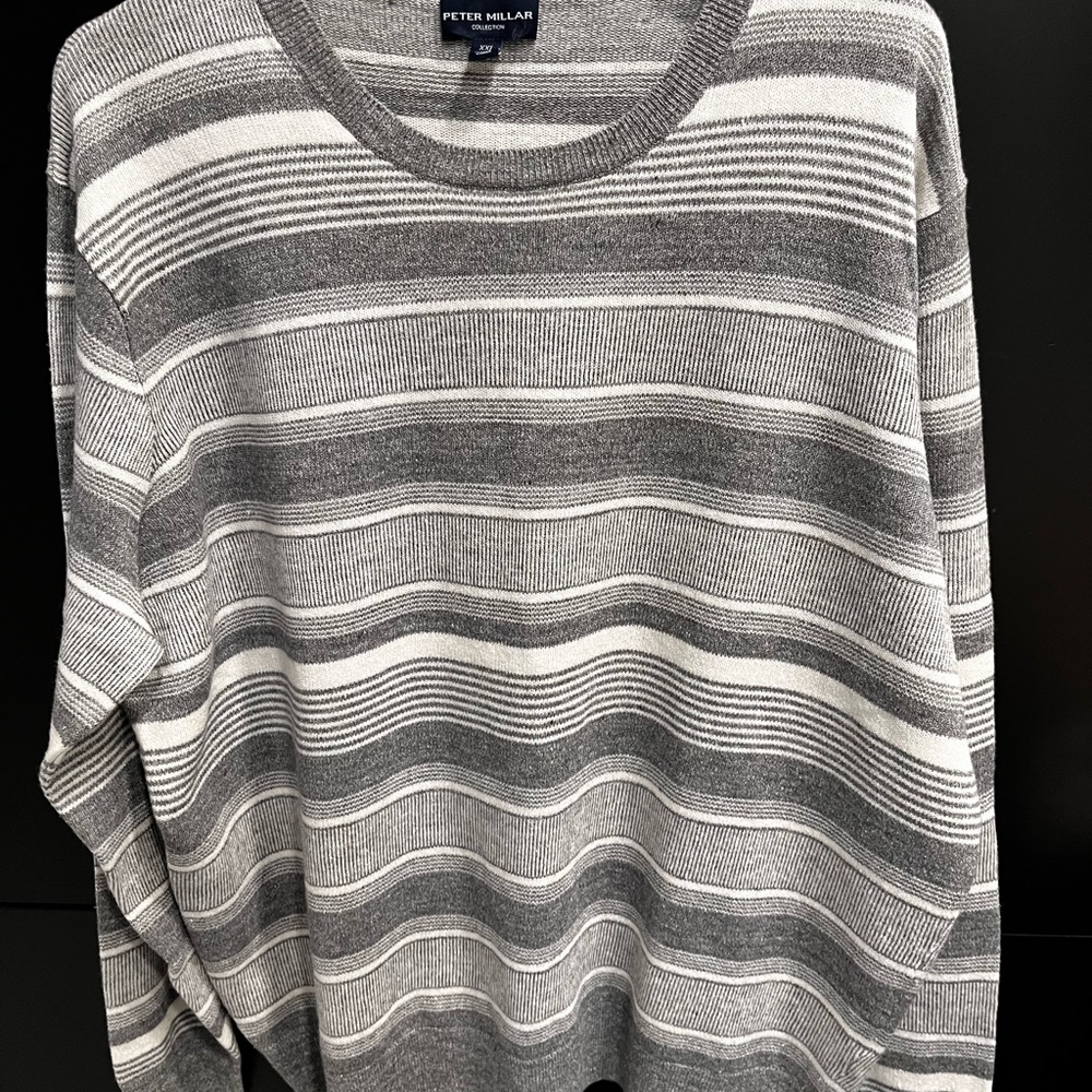 Peter Millar Gray and White Knit Pullover
